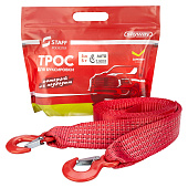 Трос полиэстер длина 5 м лента 50 мм нагрузка на разрыв 5 тонн крюки 160 гр закалка STAFF SKYWAY Трос полиэстер длина 5 м лента 50 мм нагрузка на разрыв 5 тонн крюки 160 гр закалка STAFF SKYWAY