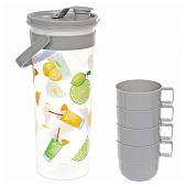  Набор: кувшин, пластик, 2л "Летний зной", кружки  300мл 728-097 