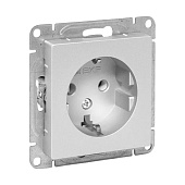  Розетка встраиваемая с заземлением, цвет алюминий,  EKF Эпика 