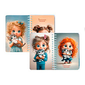  Блокнот-перевертыш A6, 80 листов, спираль, Девочки-милашки, С1226-62 