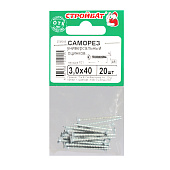 Саморезы универсальные оцинкованные ШУц 3,0х40мм, потайная голова, 20шт Саморезы универсальные оцинкованные ШУц 3,0х40мм, потайная голова, 20шт