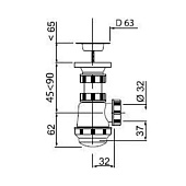  Сифон для раковины и биде WIRQUIN 1 1/4"х32 без выпуска 