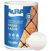  Декоративно-защитная лазурь для древесины "Aura Fasad Lazur" белая 0,9л 