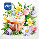  Салфетки бумажные Pero Prestige Весенний кекс 3-х сл 33х33 20шт Арт.3767 