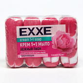 Крем-мыло туалетное EXXE 1+1 Нежный пион 4х90г (розовое) полосатое Крем-мыло туалетное EXXE 1+1 Нежный пион 4х90г (розовое) полосатое