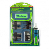 Отвертка реверсивная с набором бит и торцевых головок, 26 шт., CrV, чехол// Сибртех Отвертка реверсивная с набором бит и торцевых головок, 26 шт., CrV, чехол// Сибртех