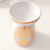  Аромалампа для эфирных масел «Древо жизни», керамика, белая с золотом, 9.3?9.3?11.8 см 10323621 