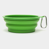 Миска складная силиконовая с карабином Мой Бро, цвет зеленый, 485-008 Миска складная силиконовая с карабином Мой Бро, цвет зеленый, 485-008
