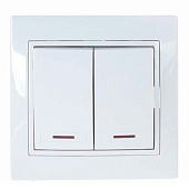 Выключатель встраиваемый 2 клавиши, цвет белый, Lezard MIRA Выключатель встраиваемый 2 клавиши, цвет белый, Lezard MIRA