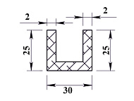 Алюминиевый П-образный профиль 25х30х25х2мм 2м Алюминиевый П-образный профиль 25х30х25х2мм 2м