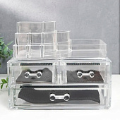 Шкатулка для украшений пластик 3 ящика прозрачная 16х19х12 см 9036368 Шкатулка для украшений пластик 3 ящика прозрачная 16х19х12 см 9036368