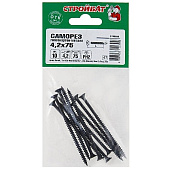 Саморезы гипсокартон-метал ШСГМ 4,2х75мм, 10шт, фосфатированные Саморезы гипсокартон-метал ШСГМ 4,2х75мм, 10шт, фосфатированные