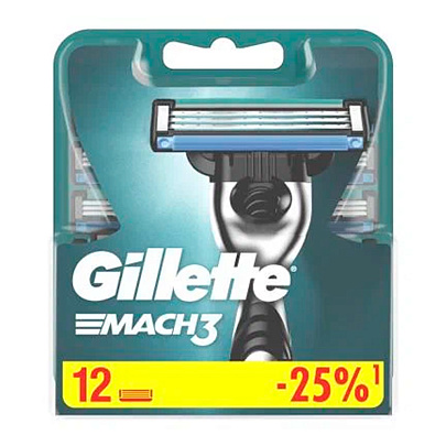  Cменные кассеты для бритья GILLETTE MACH3 12шт 
