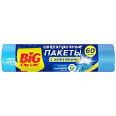 Мешки для мусора BIG City 60л 10шт 60х64см 23мкм LD сверхпрочные синие с затяжк. Мешки для мусора BIG City 60л 10шт 60х64см 23мкм LD сверхпрочные синие с затяжк.