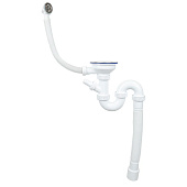 Сифон для мойки WIRQUIN 3 1/2"х40 гибкая труба 800мм 40/50 с отвод для стир маш 30987091