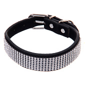 Ошейник для собак и кошек со стразами На стиле, цвет черный, 2 см, размер M, 684-0688 Ошейник для собак и кошек со стразами На стиле, цвет черный, 2 см, размер M, 684-0688