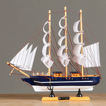  Корабль сувенирный средний «Фрея», борта синие, 33х31х5 см , микс 1531143 