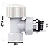 Набор термостатический угловой Royal Thermo Design 1/2"М30х1,5 белый