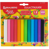  Пластилин классический BRAUBERG 12 цветов, 200г, 103350 