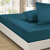 Простыня на резинке 200х200 сатин темно-бирюзовый Простыня на резинке 200х200 сатин темно-бирюзовый