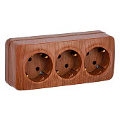 Розетка тройная накладная с заземлением, цвет дуб, IEK GLORY Розетка тройная накладная с заземлением, цвет дуб, IEK GLORY