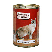 Влажный корм Кошачье счастье для кошек 410г говядина
