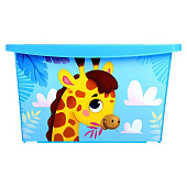  Ящик для игрушек, с крышкой, Веселый зоопарк, объём 30 л, цвет голубой 5122421 
