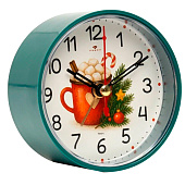 Будильник кварц, корпус зеленый " Новогодний напиток" Будильник кварц, корпус зеленый " Новогодний напиток"