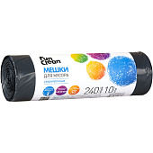 Пакеты для мусора Fun Clean Сверхпрочные, 240 л, черн 60 мкм, 10шт