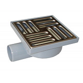 Трап горизонтальный D50 100х100мм нерж решетка Трап горизонтальный D50 100х100мм нерж решетка