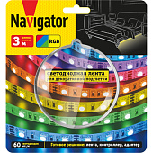  Лента светодиодная RGB комплект 3м 60шт/м адаптер 1м/пульт 95145 /Navigator 