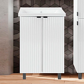  Тумба Дора 60 напольная белая с раковиной Миранда 60/Como 60 