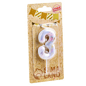 Свеча в торт "Белый мрамор", цифра "3", 8 см 6990832 Свеча в торт "Белый мрамор", цифра "3", 8 см 6990832