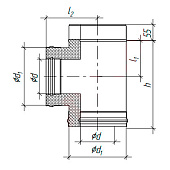 Сэндвич тройник 90 d150/230 0,8мм/0,5мм 430/430 Сэндвич тройник 90 d150/230 0,8мм/0,5мм 430/430