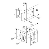  Защелка межкомнатная LP6-45 BL с пласт.язычком черный Морелли 