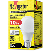 Лампа LED 10Вт Е27, груша, 4000К нейтр. бел. Navigator
