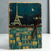  Фотоальбом гармошка Ночной Париж, 18 складок 34 стороны, чёрные листы, 21х15 см, 7402893 