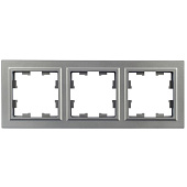 Рамка для розеток и выключателей, 3 поста, цвет сталь, IEK BRITE Рамка для розеток и выключателей, 3 поста, цвет сталь, IEK BRITE