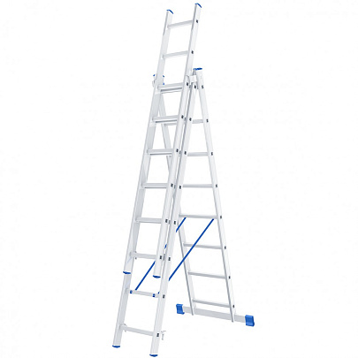  Лестница алюминиевая трехсекционная 8 ступеней 
