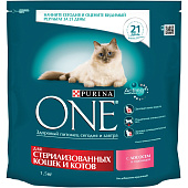  Сухой корм для кошек ONE STERILCAT Лосось, Пшеница 1,5 кг 