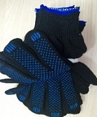 Перчатки трикотажные с ПВХ, набор 10шт, р. 10, 7класс, LADONI черные/белые Перчатки трикотажные с ПВХ, набор 10шт, р. 10, 7класс, LADONI черные/белые