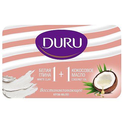 Мыло туалетное DURU 1+1 Глина и масло кокоса 80г Мыло туалетное DURU 1+1 Глина и масло кокоса 80г