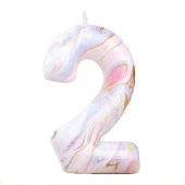Свеча в торт "Белый мрамор", цифра "2", 8 см 6990831 Свеча в торт "Белый мрамор", цифра "2", 8 см 6990831