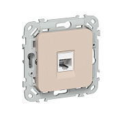Розетка компьютерная встраиваемая RJ45 UTP cat 5e, цвет льняной, IEK FLITE