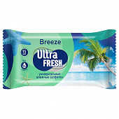 Влажные салфетки Ultra Fresh Breeze 15шт.  Арт.14410129