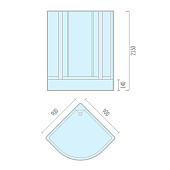  Душевая кабина 100х100х215 1/4 круга стекло 4мм тонированное низкий поддон 8402 ODA 