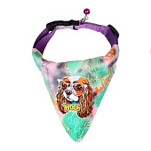  Ошейник с банданой и колокольчиком для кошек и собак мелких пород Стильный Бро, зеленый, р. S, 653-324 