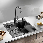 Набор 3 в 1 кухонная мойка+ корзина раздвижная+ дозатор врезной графит MR-6050BL РМС Набор 3 в 1 кухонная мойка+ корзина раздвижная+ дозатор врезной графит MR-6050BL РМС