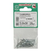 Саморезы универсальные оцинкованные ШУц 3,0х30мм, потайная голова, 25шт Саморезы универсальные оцинкованные ШУц 3,0х30мм, потайная голова, 25шт