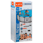  Бассейн каркасный Bestway Steel Pro MAX 56438, 457?122 см, фильтр-насос, лестница, тент, круглый 